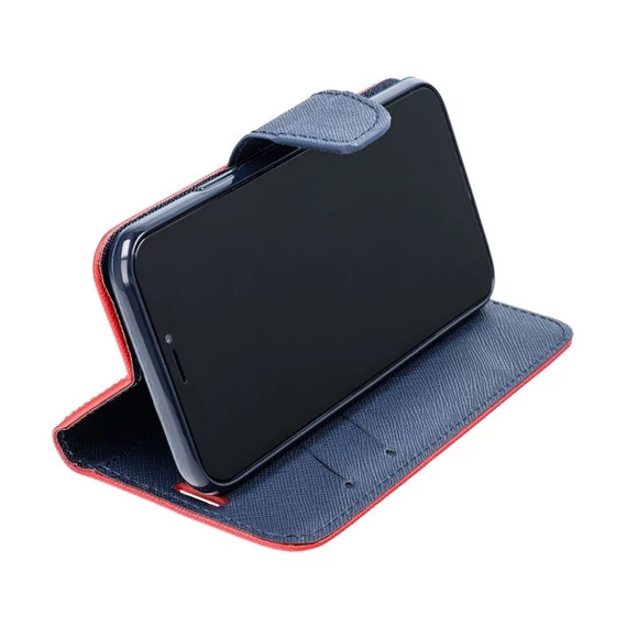 Fancy Apple iPhone 15 Pro Max flip tok, piros/kék