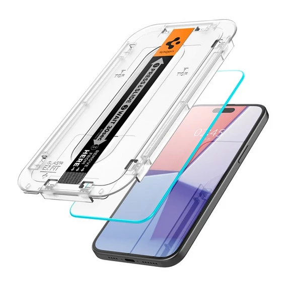 Spigen Glas.tR EZ Fit Apple iPhone 15 Plus / iPhone 16 Plus, tempered kijelzővédő fólia felhelyező kerettel (2db)