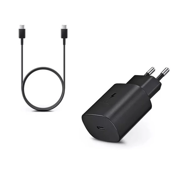 Samsung EP-TA865 kompatibilis hálózati töltő adapter USB-C + USB-C kábel, 65W, fekete, (No logo)