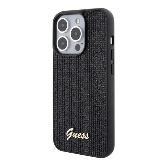 Guess Disco Metal Script Apple iPhone 15 Pro hátlap tok, fekete