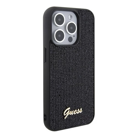 Guess Disco Metal Script Apple iPhone 15 Pro hátlap tok, fekete