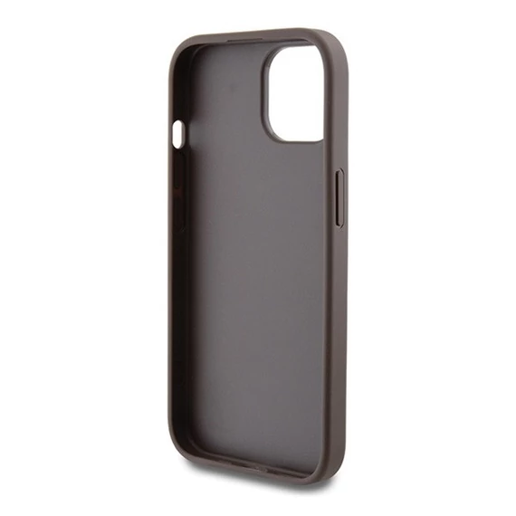 Guess 4G Metal Gold Logo Apple iPhone 15 hátlap tok, barna