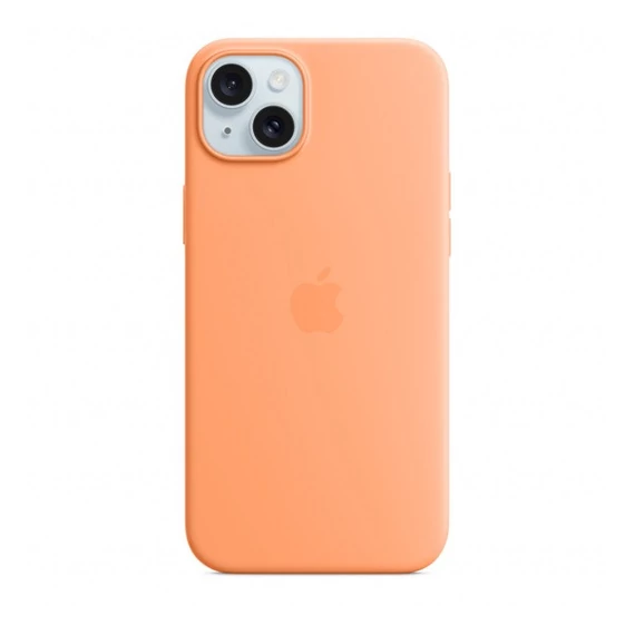 Apple iPhone 15 Plus MagSafe szilikon tok, narancssörbet