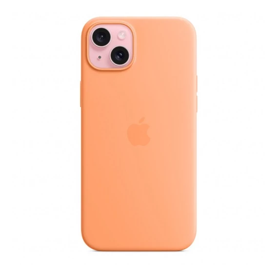 Apple iPhone 15 Plus MagSafe szilikon tok, narancssörbet