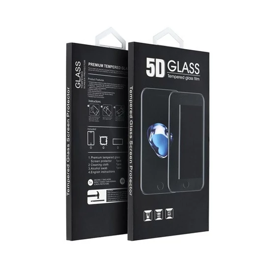 Apple iPhone 15 Plus / iPhone 16 Plus 5D Full Glue hajlított tempered glass kijelzővédő üvegfólia, fekete