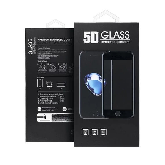 Apple iPhone 15 Plus / iPhone 16 Plus 5D Full Glue hajlított tempered glass kijelzővédő üvegfólia, fekete