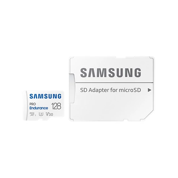 SAMSUNG Memóriakártya, PRO Endurance microSD kártya 128GB, CLASS 10, UHS-I (SDR104), + SD Adapter, R100/W40