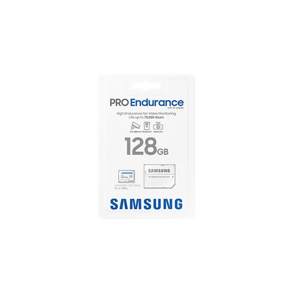 SAMSUNG Memóriakártya, PRO Endurance microSD kártya 128GB, CLASS 10, UHS-I (SDR104), + SD Adapter, R100/W40
