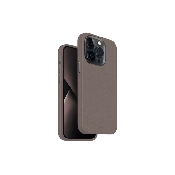 Uniq Lyden Apple iPhone 15 Pro Magsafe Bőr tok, szürke