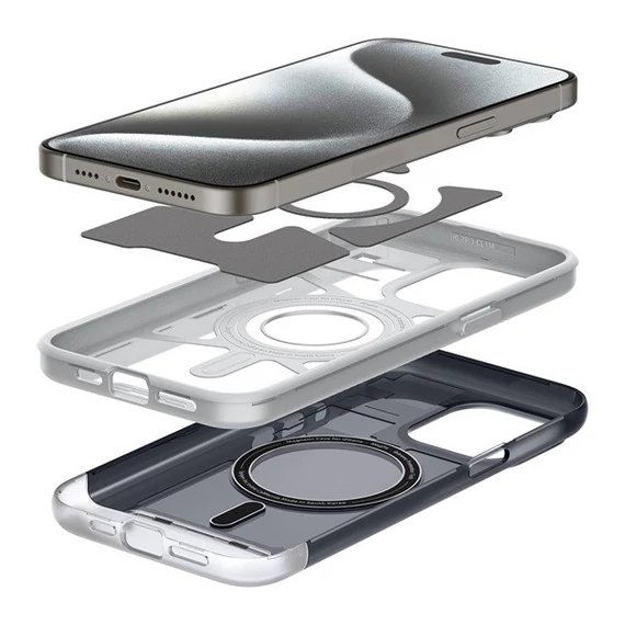 Spigen Classic C1 MagFit Apple iPhone 15 Pro tok, MagSafe Grafit, szürke
