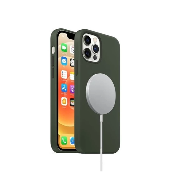 Apple iPhone 15 Pro Max, szilikon tok, zöld