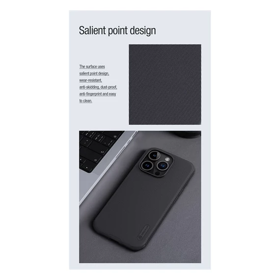 Nillkin Super Frosted Shield Pro Mágneses Apple iPhone 15 Pro Max műanyag tok, fekete