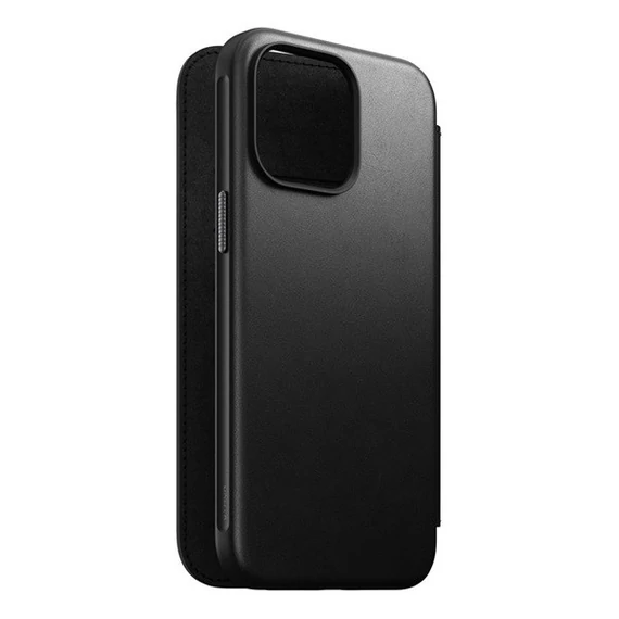 Nomad Modern Leather Folio iPhone 15 Pro Max flip tok, fekete