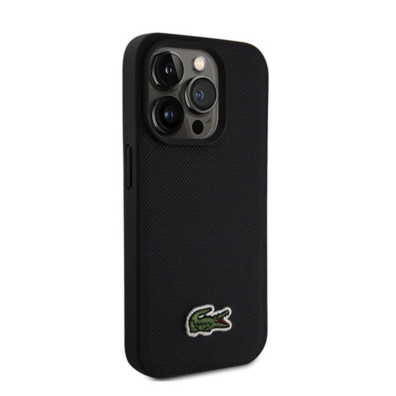 Lacoste Iconic Petit Pique Woven Logo iPhone 15 Pro Max MagSafe tok, fekete
