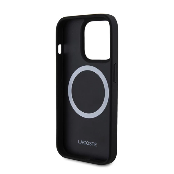Lacoste Iconic Petit Pique Woven Logo iPhone 15 Pro Max MagSafe tok, fekete