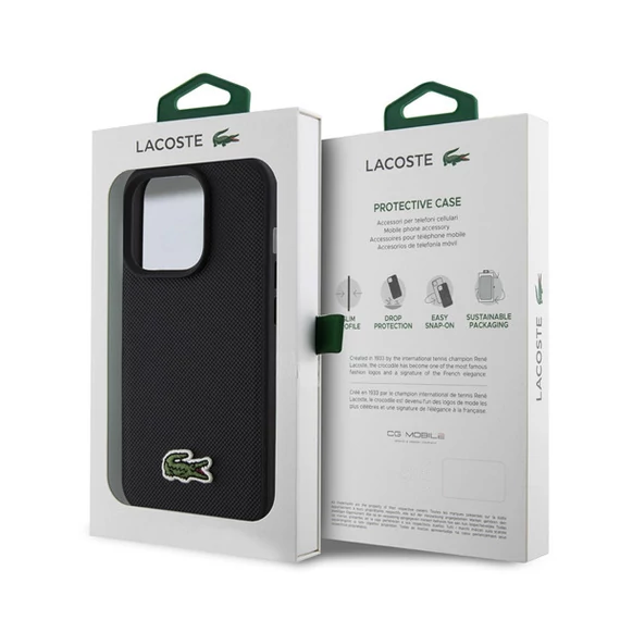 Lacoste Iconic Petit Pique Woven Logo iPhone 15 Pro Max MagSafe tok, fekete