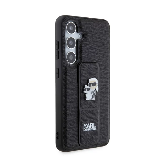 Karl Lagerfeld Gripstand Saffiano Karl&Choupette Pins Samsung Galaxy S24 tok, fekete