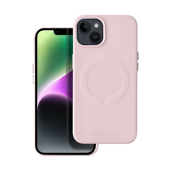 Roar Leather Magsafe iPhone 14 Plus eco bőr tok, rózsaszín
