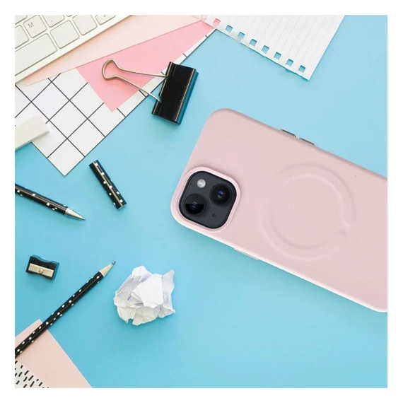 Roar Leather Magsafe iPhone 14 Plus eco bőr tok, rózsaszín