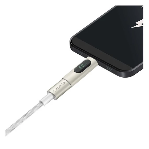 4smarts PremiumCord USB-C töltő- és adatkábel szett adapterrel, átalakítóval, 60W, 0.5+1.5+3M, fehér / ezüst