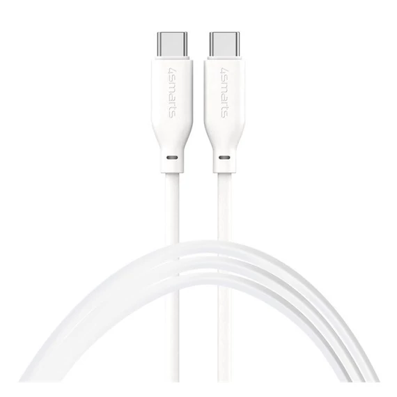 4smarts High FlexUSB-C / USB-C Szilikon töltő- és adatkábel, 60W 1.5m, fehér