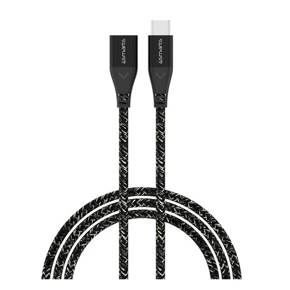 4smarts Extension USB / USB-C hosszabbító kábel / adapter, 60W, 1.5m, fekete / szürke