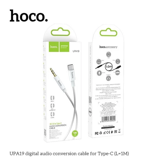 Hoco UPA19 Audio Jack 3,5mm - USB-C kábel, 1m, ezüst