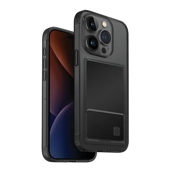 Uniq Air Fender Apple iPhone 15 Pro Max kártyatartós tok, füstszürke