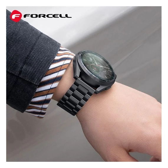 Forcell FS06 Samsung Watch 20mm fém szíj, fekete