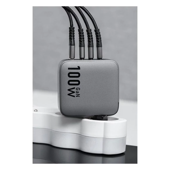 Forcell hálózati gyorstöltő 3xUSB-C + USB-A, PD + QC 4.0, 4A, 100W, kék