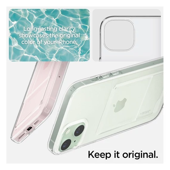 Spigen Crystal Slot Apple iPhone 15 tok, Crystal Clear, átlátszó