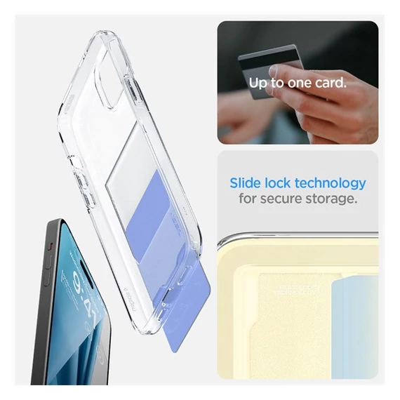 Spigen Crystal Slot Apple iPhone 15 tok, Crystal Clear, átlátszó