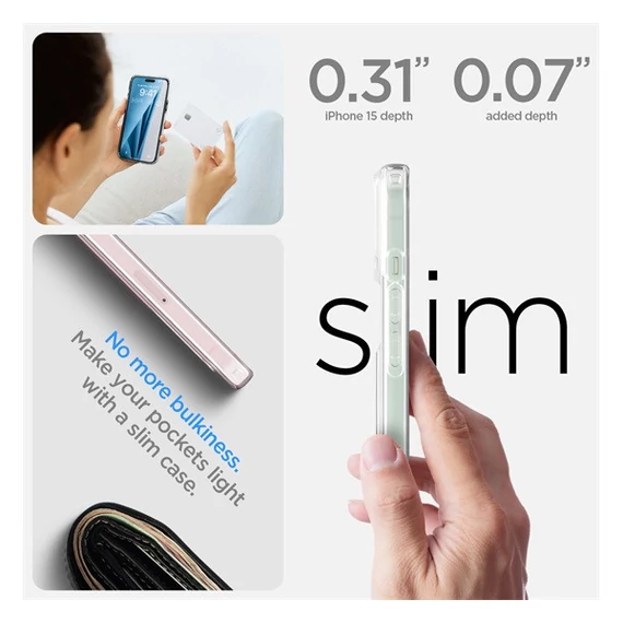 Spigen Crystal Slot Apple iPhone 15 tok, Crystal Clear, átlátszó