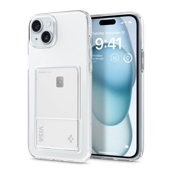 Spigen Crystal Slot Apple iPhone 15 tok, Crystal Clear, átlátszó