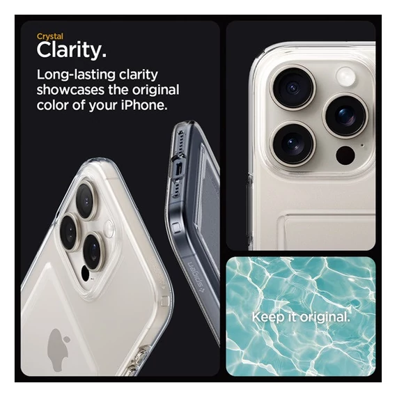 Spigen Crystal Slot Apple iPhone 15 Pro tok, Crystal Clear, átlátszó