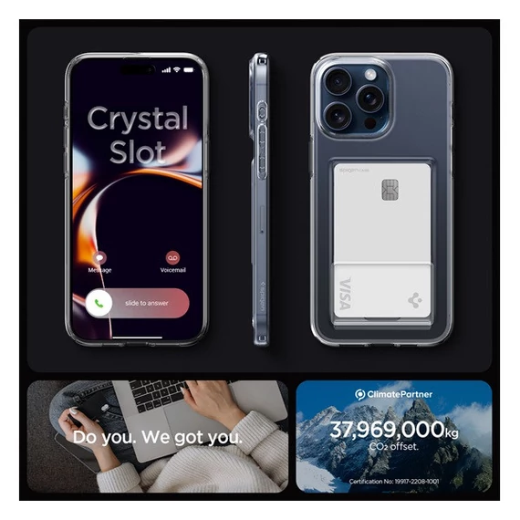 Spigen Crystal Slot Apple iPhone 15 Pro tok, Crystal Clear, átlátszó