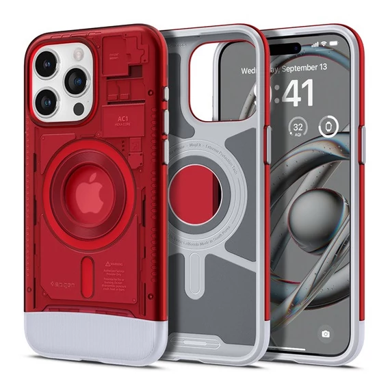 Spigen Classic C1 MagFit Apple iPhone 15 Pro tok, MagSafe, piros