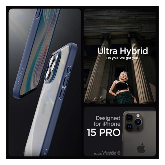 Spigen Ultra Hybrid Apple iPhone 15 Pro tok, Navy, sötétkék