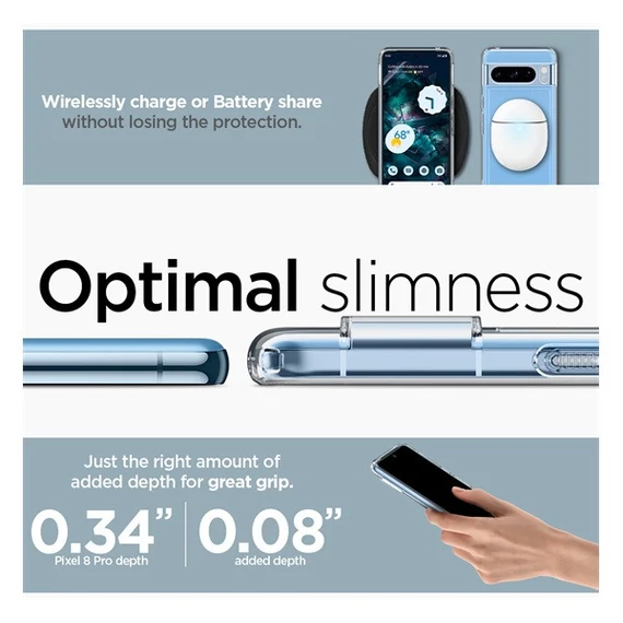 Spigen Ultra Hybrid Google Pixel 8 Pro tok, Crystal Clear, átlátszó