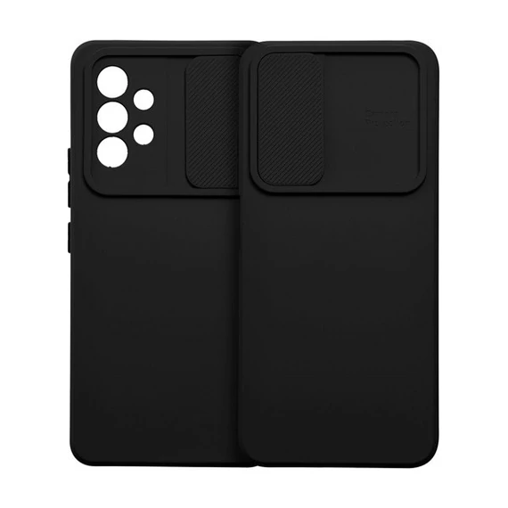 Slide Samsung A35 5G, kameravédős szilikon tok, fekete