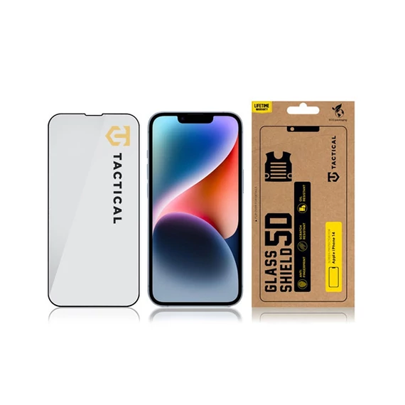 Tactical Glass Shield 5D Apple iPhone 16e / 13 / 14 / 13 Pro kijelzővédő üvegfólia, fekete