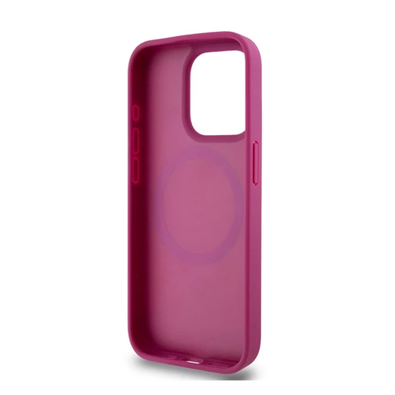 DKNY PU Leather Repeat Pattern Stack Logo Apple iPhone 15 Pro Magsafe tok, rózsaszín