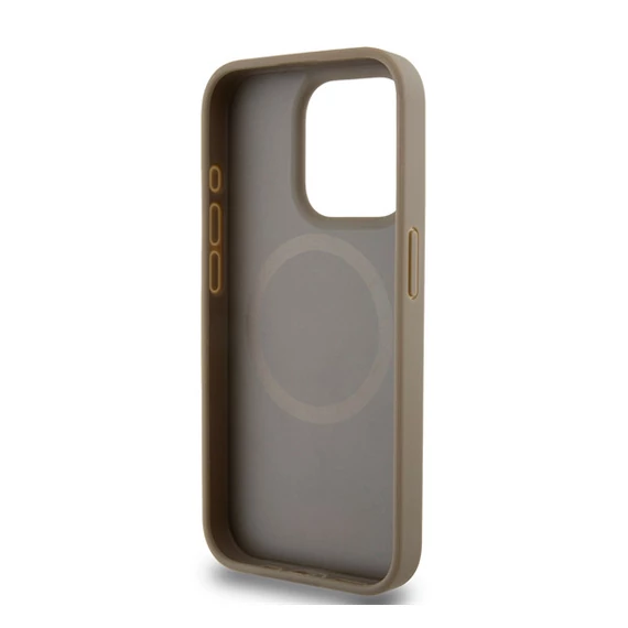 DKNY PU Leather Repeat Pattern Bottom Stripe Apple iPhone 15 Pro tok, barna