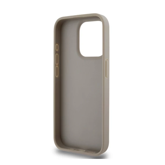 DKNY PU Leather Checkered Pattern and Stripe Apple iPhone 15 Pro tok, bézs