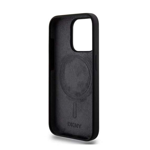 DKNY Liquid Silicone Arch Logo Apple iPhone 15 Pro Magsafe tok, fekete