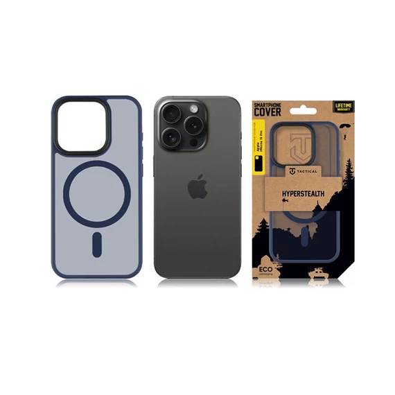 Tactical MagForce Hyperstealth Apple iPhone 15 Pro Magsafe hátlap tok, áttetsző/sötétkék