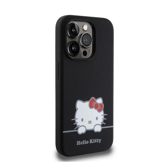 Hello Kitty Liquid Silicone Daydreaming Logo Apple iPhone 15 Pro hátlap tok, fekete