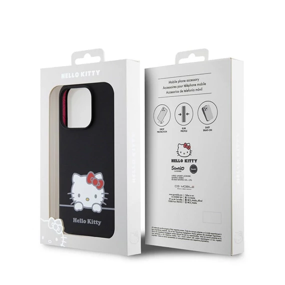 Hello Kitty Liquid Silicone Daydreaming Logo Apple iPhone 15 Pro hátlap tok, fekete