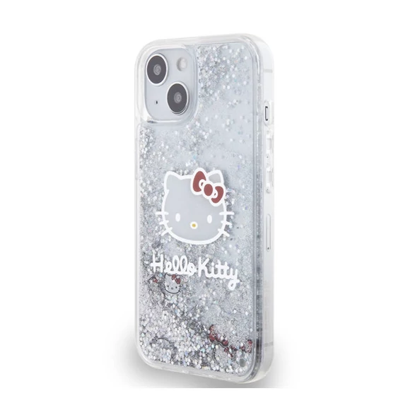 Hello Kitty Liquid Glitter Electroplating Head Logo Apple iPhone 12/12 Pro hátlap tok, átlátszó