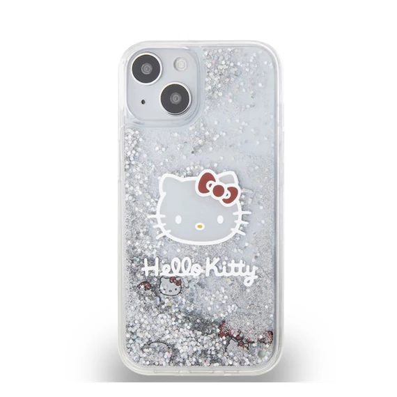 Hello Kitty Liquid Glitter Electroplating Head Logo Apple iPhone 12/12 Pro hátlap tok, átlátszó